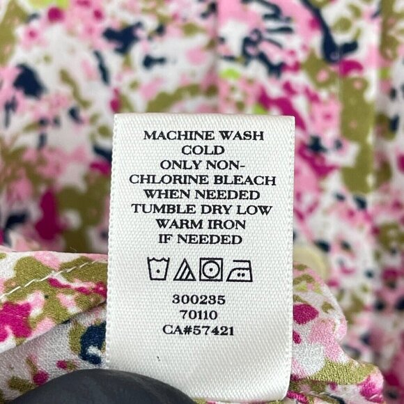Ann Taylor Pink Floral Print Button-Up Shirt Womens Long Sleeve Collared Size 0 - Picture 10 of 13
